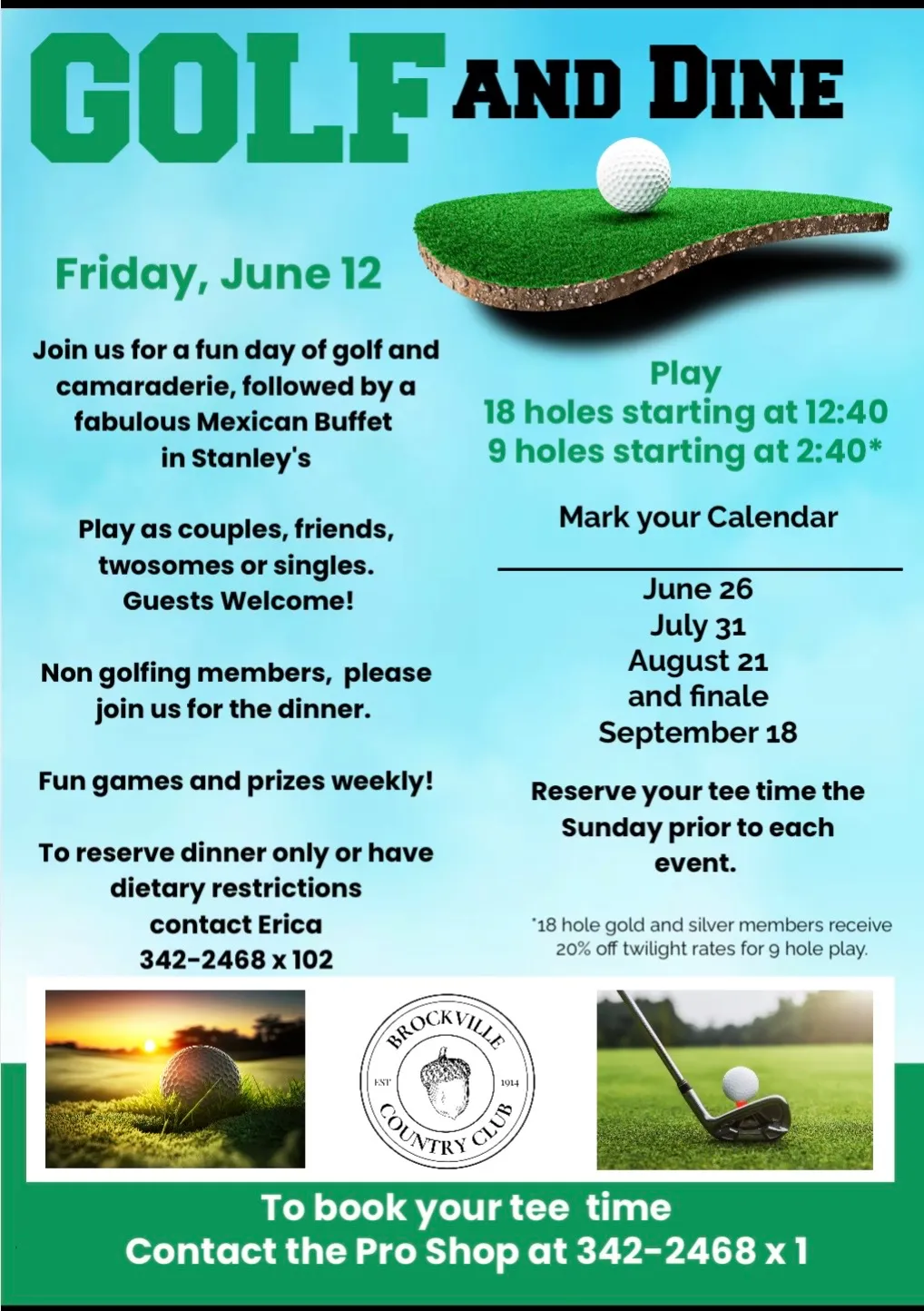 golf and dine June 12, 2026